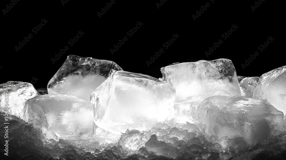 Poster Chilled serenity: textured ice surface with gentle light for refreshing design concepts