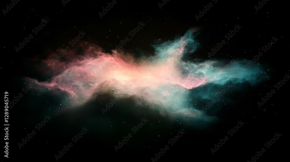 Poster mystical interstellar dust clouds in vibrant space nebula