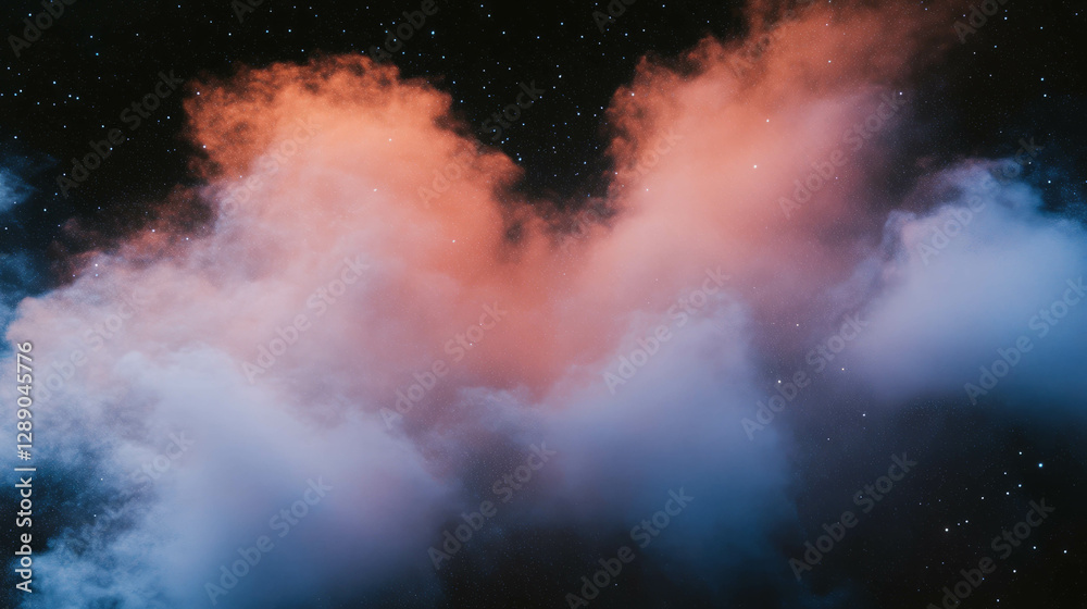 Poster mystical interstellar dust clouds with vibrant colors in space