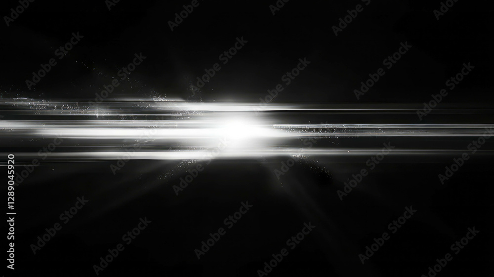 Poster dynamic lightning background with bright white light streaks for digital design