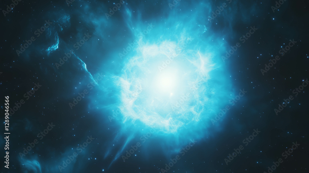 Poster cosmic glow of a neutron star with intense gravitational energy in deep space cosmos