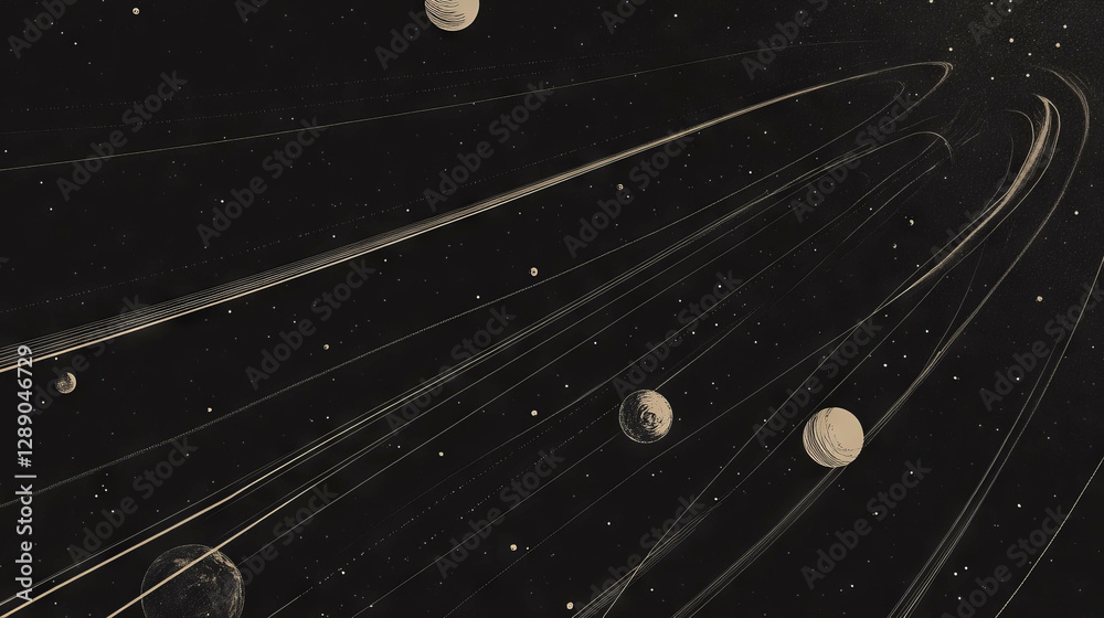 Poster Cosmic background of planetary orbits and elliptical paths