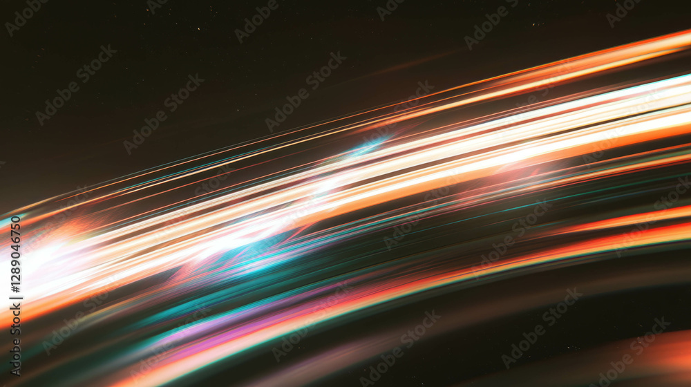 Poster cosmic planetary rings with subtle light and vibrant streaks for abstract space design