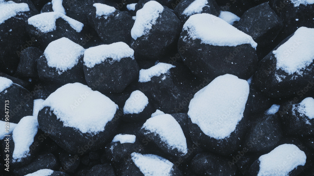 Poster snow covered rocks with varied textures for winter background design
