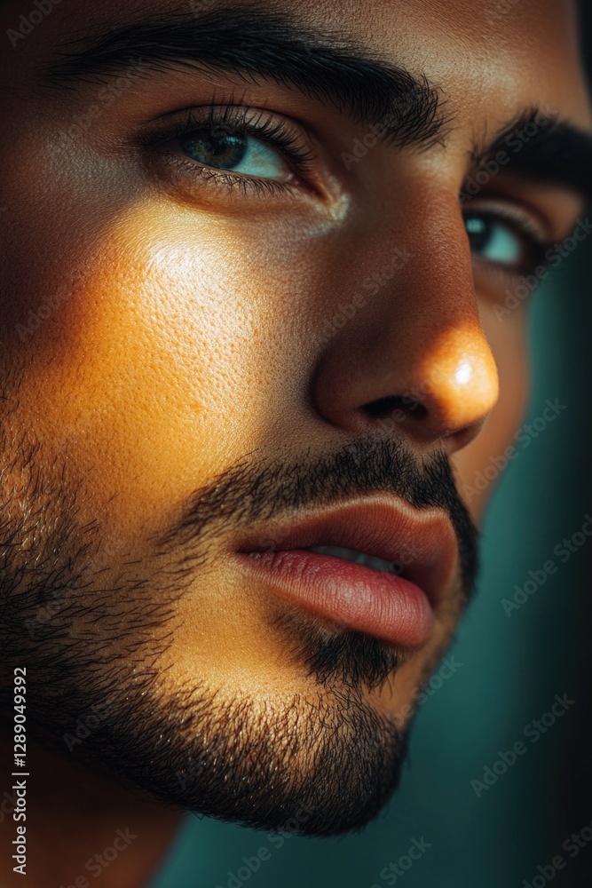 Aufkleber close-up of a man with a beard, suitable for portrait use or representing wisdom