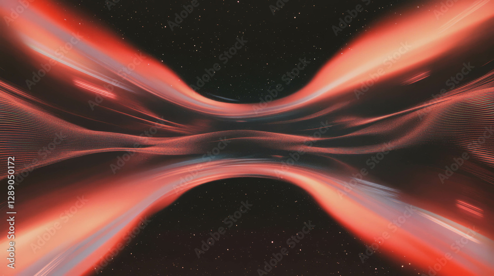 Poster surreal cosmic landscape with wormholes and distorted space effect