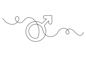 Female gender symbol one line art with minimalist isolated outline vector icon
