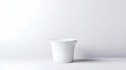 White Plastic Bucket on White Background