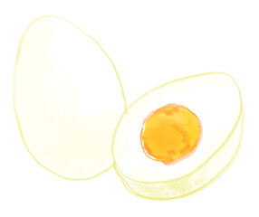 新鮮で美味しそうなゆで卵の水彩イラスト(透過PNG)