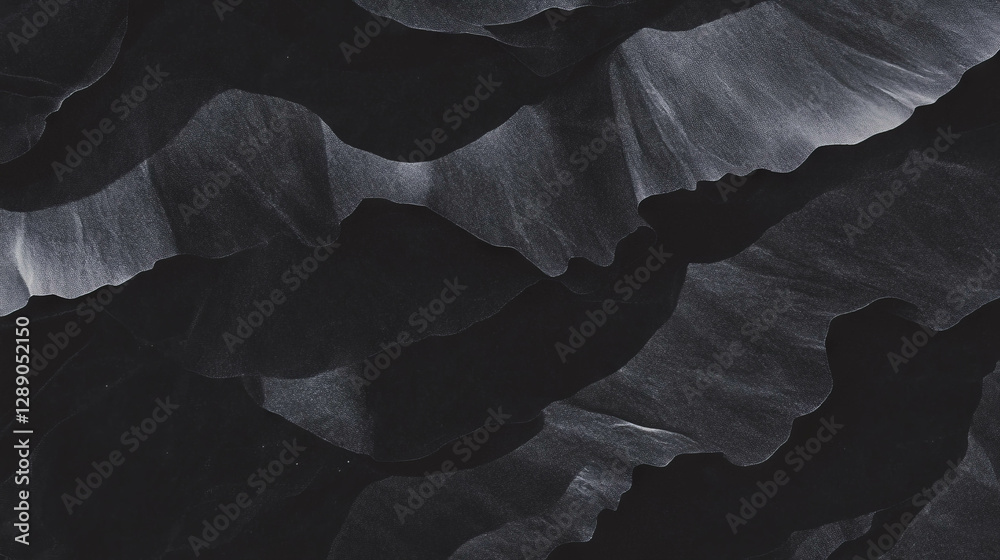 Poster abstract black rumpled paper texture for creative design and overlay enhancements