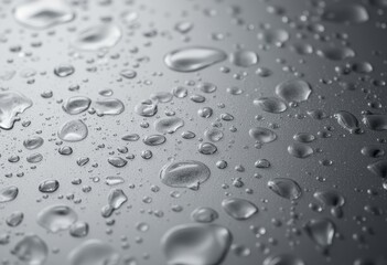  Raindrops on a smooth surface with a grayscale tone capturing the essence of a rainy day