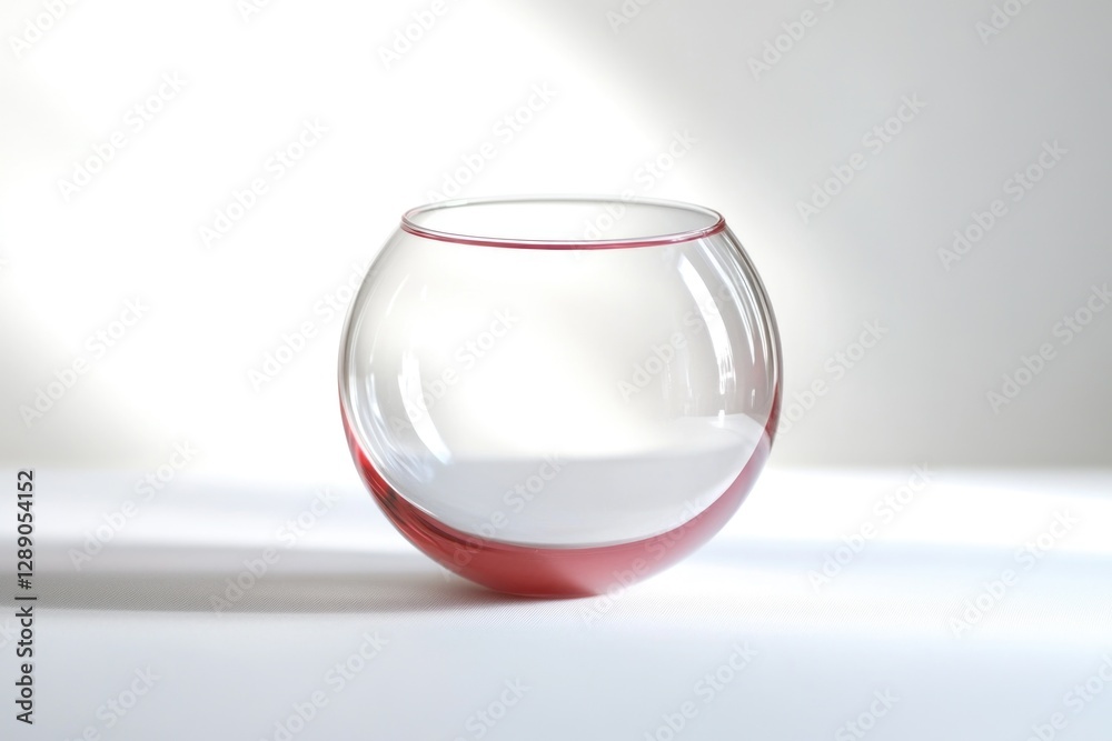 Poster A simple still life image of a red and white vase placed on a table