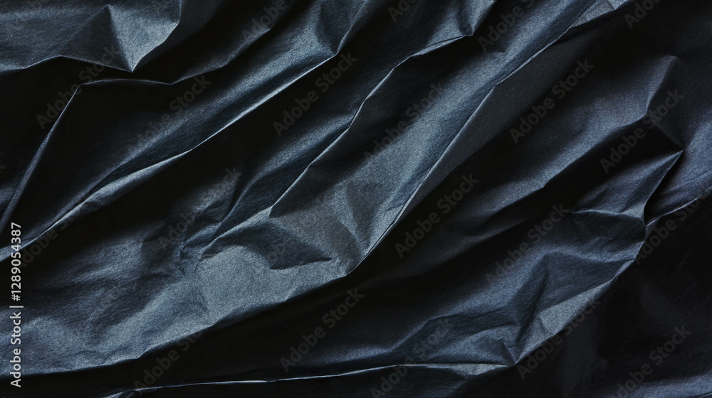 Poster black rumpled paper texture for creative design and background projects