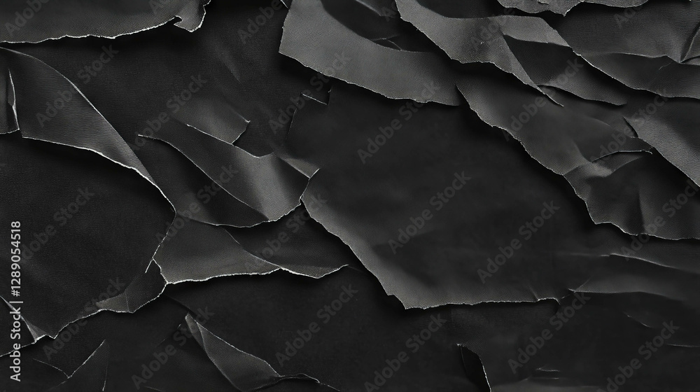 Aufkleber abstract black torn rumpled paper texture for creative overlay design