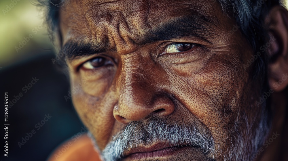 Poster A close-up shot of a man with a distinctive mustache, suitable for use in portraits or character designs