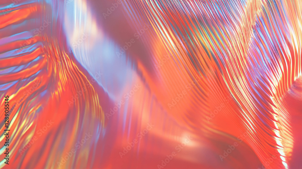 Poster vibrant wavy ribbed texture overlay with transparent multicolored effects