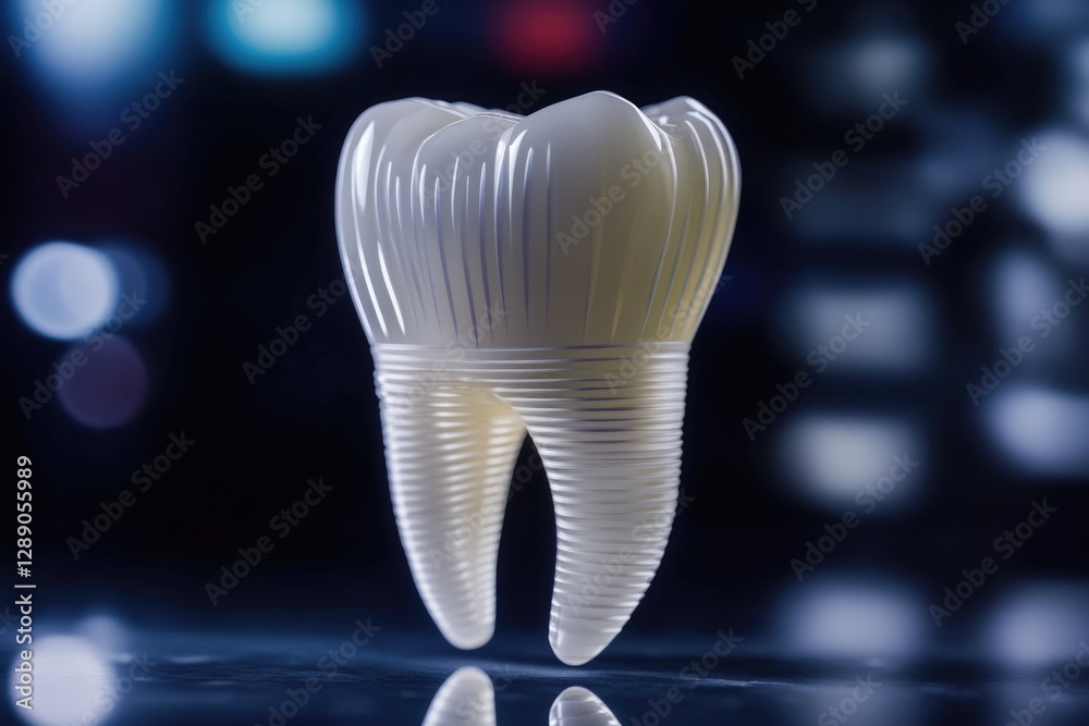 Poster a tooth with a toothbrush placed on top, a simple hygiene setup