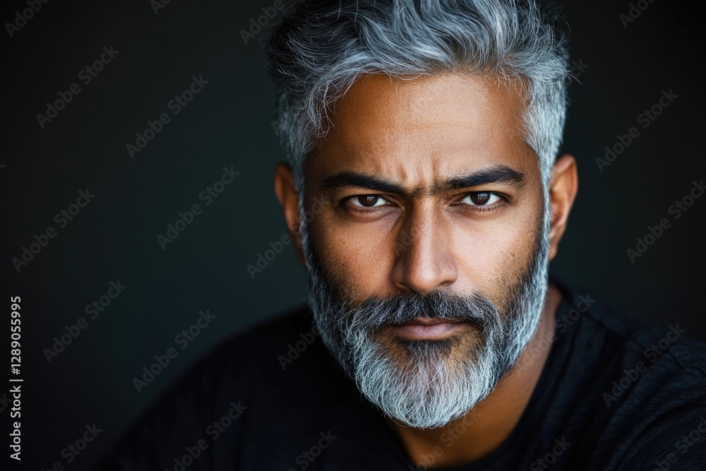 Poster Close-up portrait of a man with a beard, suitable for use in editorial or creative projects