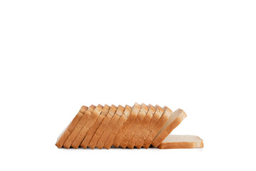 Sliced toast bread on white background.