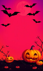 Naklejka premium Playful Halloween Story Template with Animated Bats