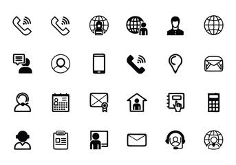 Contact Us Editable Stroke Outline Icons Set
