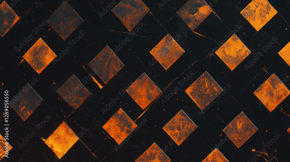 Poster Geometric copper pattern overlay with metallic texture for design