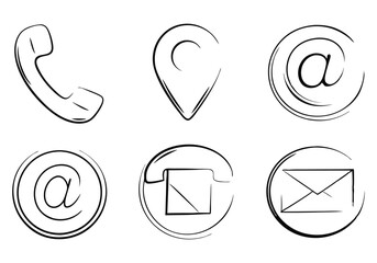 Contact Us Editable Stroke Outline Icons Set
