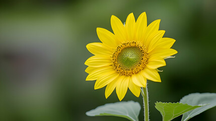 Vibrant Yellow Sunflower Blossom in a Green Garden