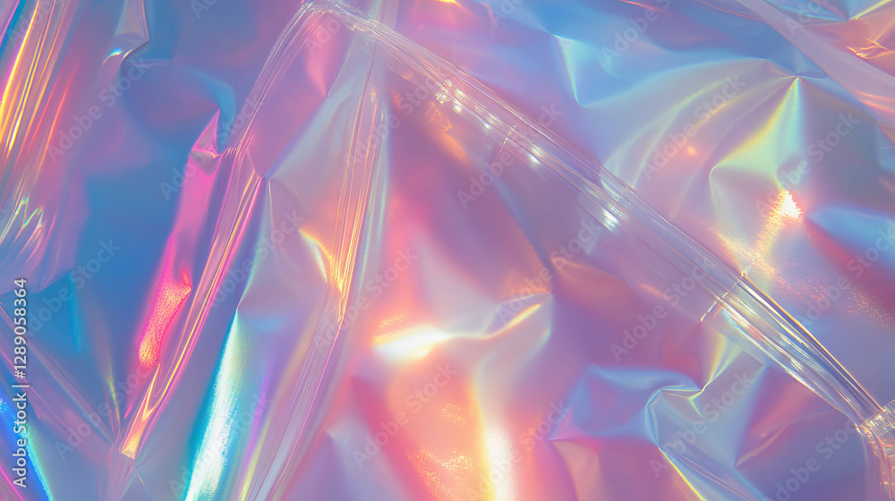 Poster abstract iridescent overlay texture of fine ribbed transparent plastic for creative design