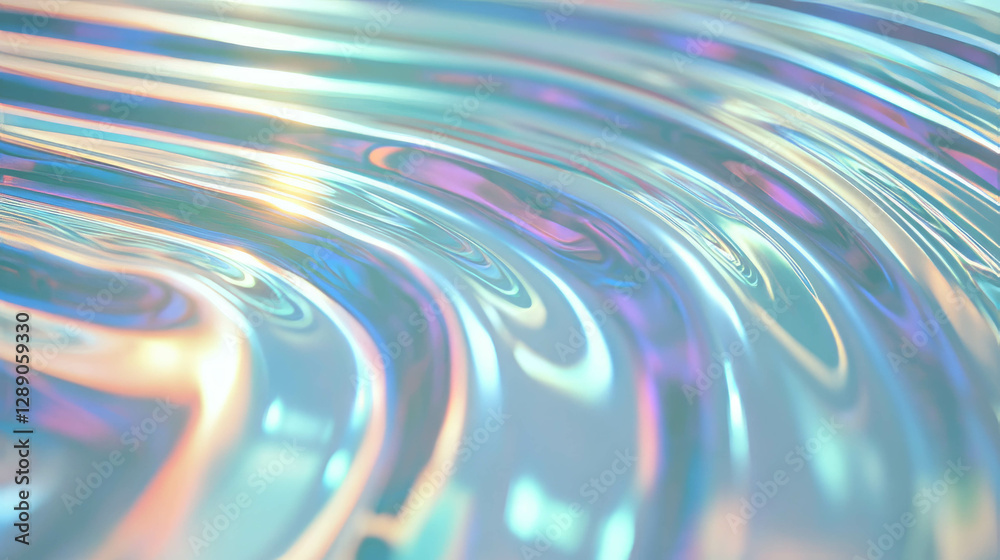 Poster vibrant iridescent waves with rounded horizontal ribbed texture