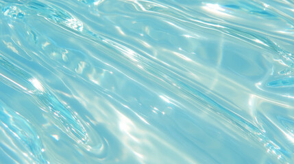 Obraz premium Shiny iridescent liquid texture with horizontal ribs in ocean blue for creative design and background