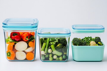 A set of containers filled with an array of healthy foods like fresh salads, fruits, and lean proteins, perfect for meal prepping and promoting a balanced diet throughout the week.

