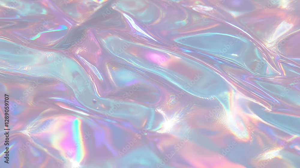 Aufkleber holographic iridescent texture with curved ribbed patterns for modern design