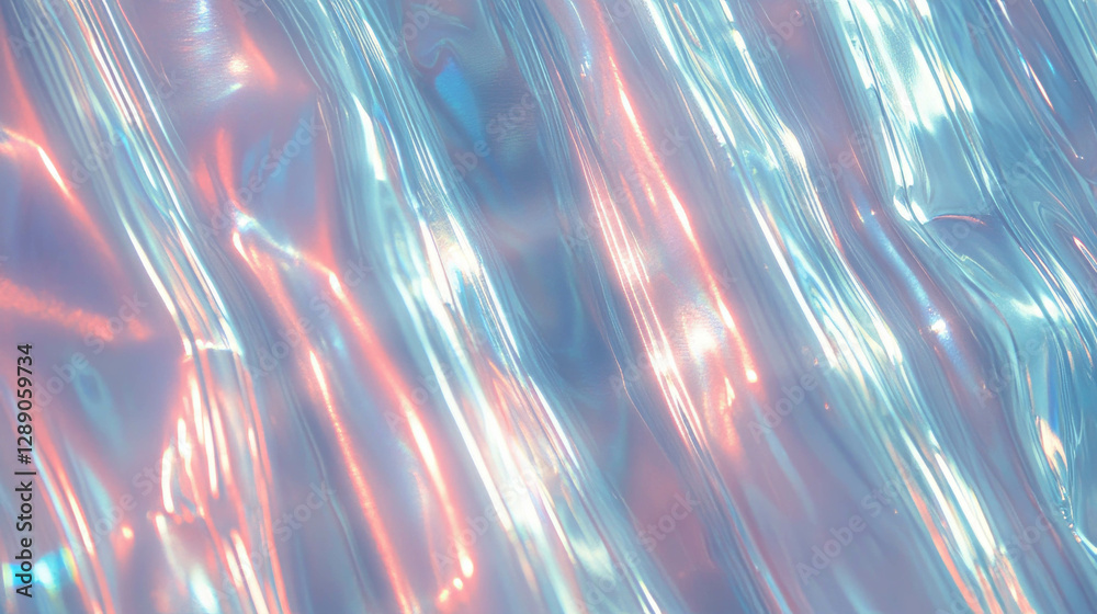 Poster iridescent curved ribbed texture with shimmering light effect