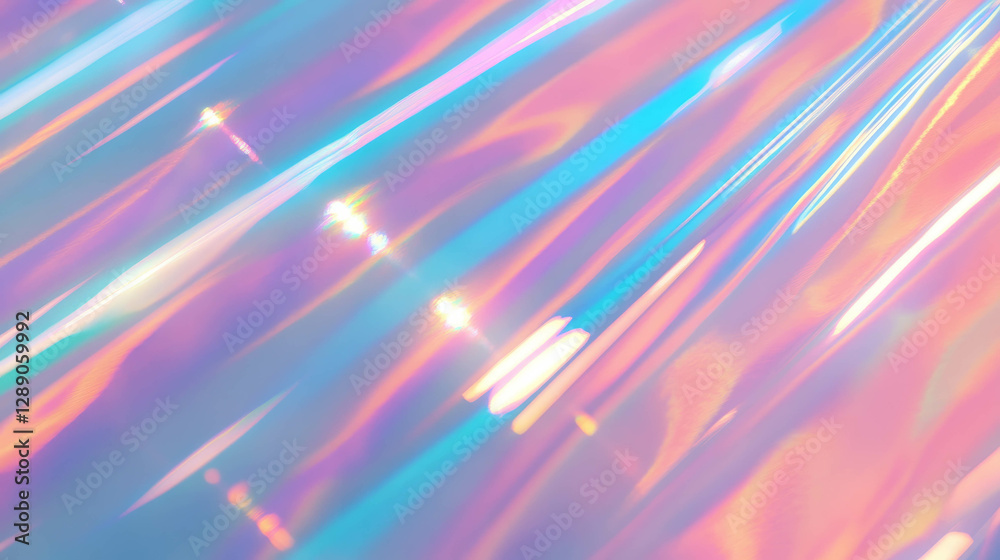 Aufkleber Iridescent abstract background with ribbed transparent texture for creative design
