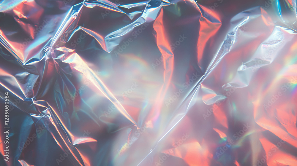 Poster iridescent overlay texture of thin ribbed transparent plastic for creative design