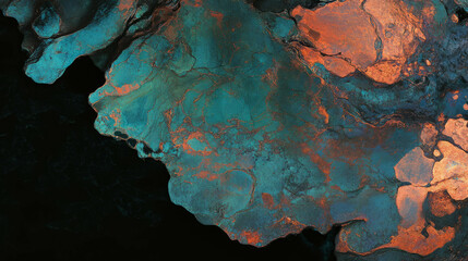 Fototapeta premium Abstract tarnished copper texture with rich color variations for artistic backgrounds