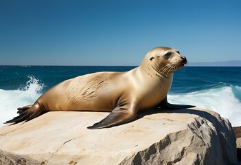 Obraz premium sea lion on a rock