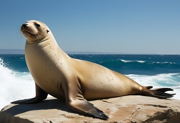 Obraz premium sea lion on a rock