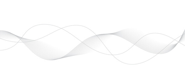Gray wave curve lines abstract background with flowing particles. Digital energy waves technology concept. Modern backdrop design for business, presentation, banner.