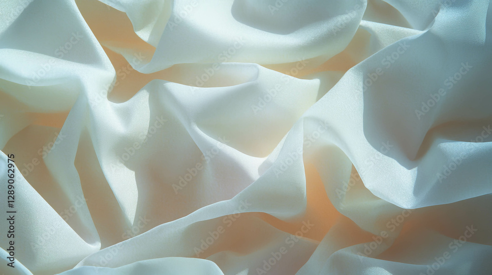 Poster Abstract composition of white folded and torn paper texture for art and design
