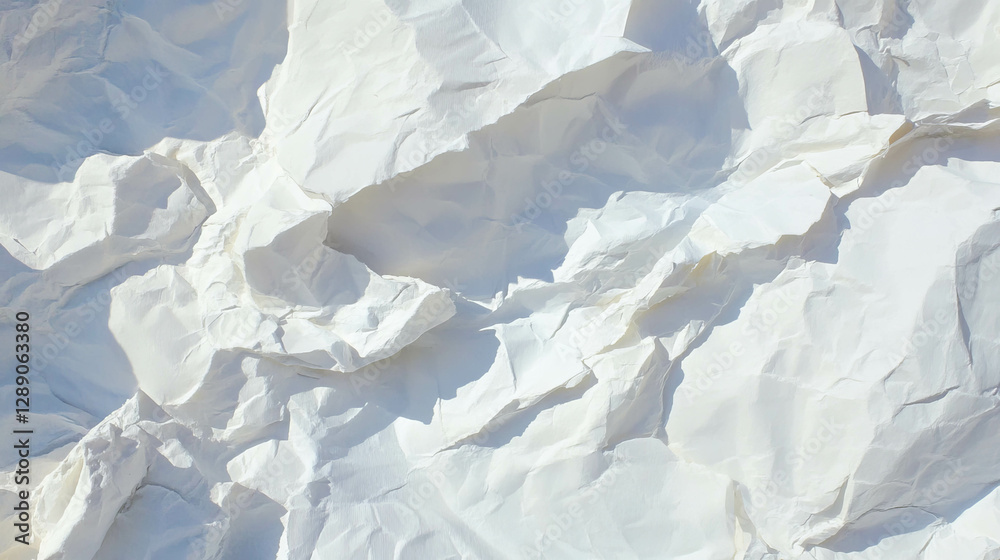 Poster overlay texture of heavily crumpled white paper for design and background use