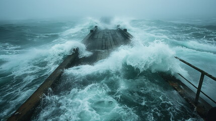 A pontoon in a storm its platforms rocking in the _008