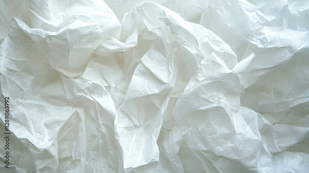 Poster crumpled white paper texture overlay for design and background concepts