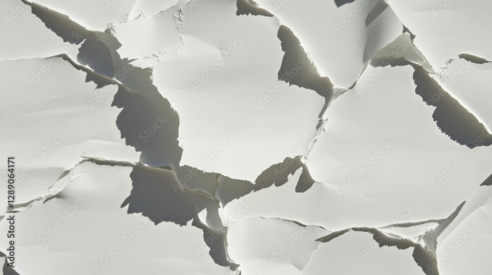 Aufkleber Abstract white torn crinkled paper texture for creative design and background projects
