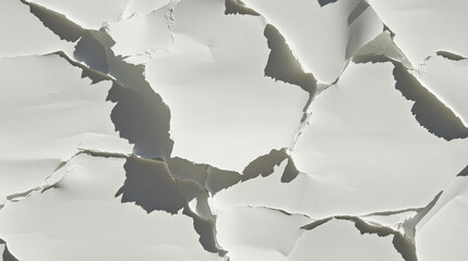 Abstract white torn crinkled paper texture for creative design and background projects