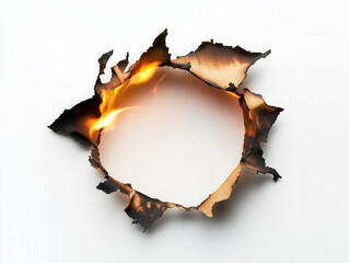 Burning hole in white paper showing airy circle of light