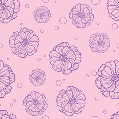 Floral seamless pattern line hand draw style
