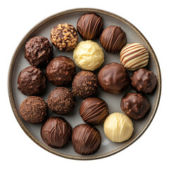 A Fresh Batch of Chocolate Truffles Isolated on Transparent Background