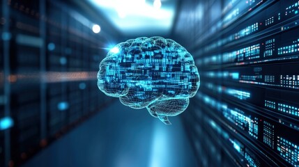 Exploring digital innovation artificial intelligence insights data center infographic technology environment futuristic viewpoint